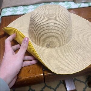 D&Y Tan and Yellow Wide-Brimmed Hat